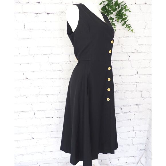 Elegant Black Midi Dress with Gold Accents - Picture 3 of 13